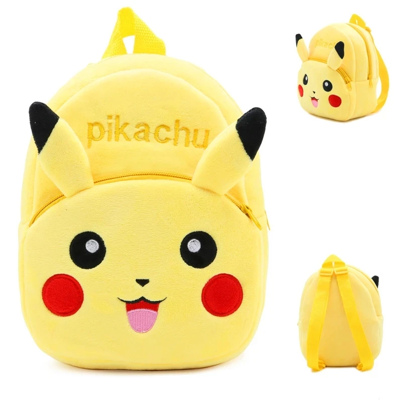 Pokémon Pikachu Plush Backpack, mochila de brinquedo infantil Pikachu recheado, Monster Movie, presente de aniversário para crianças