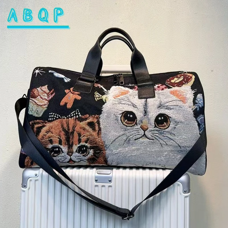 New Travel Handbag Luxury Brand Cat Group Women's Travel Handbag Multi-function Personalized Short-distance Storage Luggage