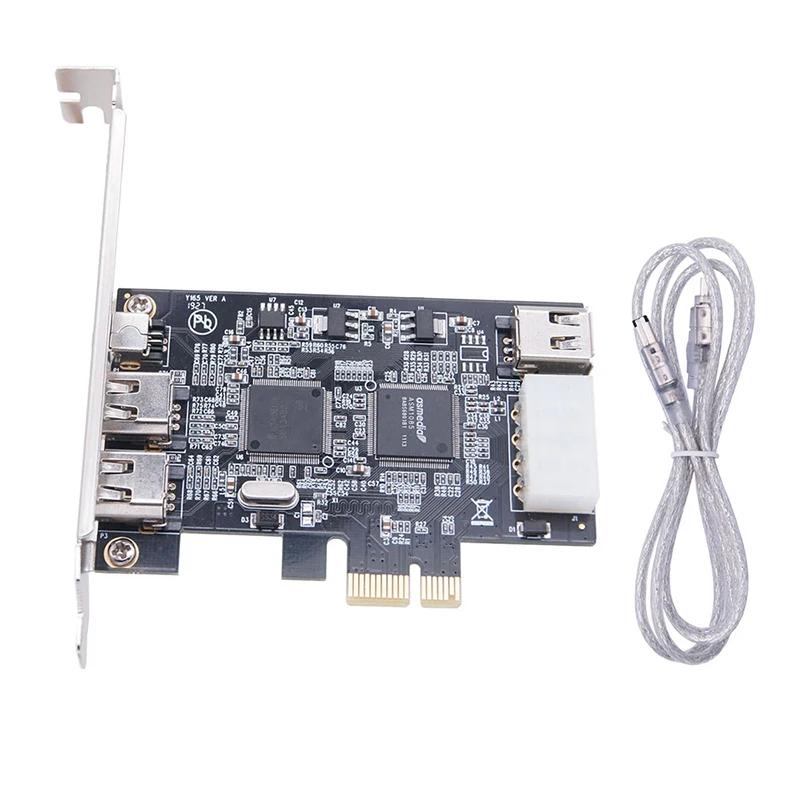 PCI-e 1X IEEE 1394A 4 포트 (3 + 1) 파이어와이어 카드 어댑터, PCIe PCI 익스프레스 내부 1394, 6 핀-4 핀 IEEE 1394 케이블, 데스크탑용