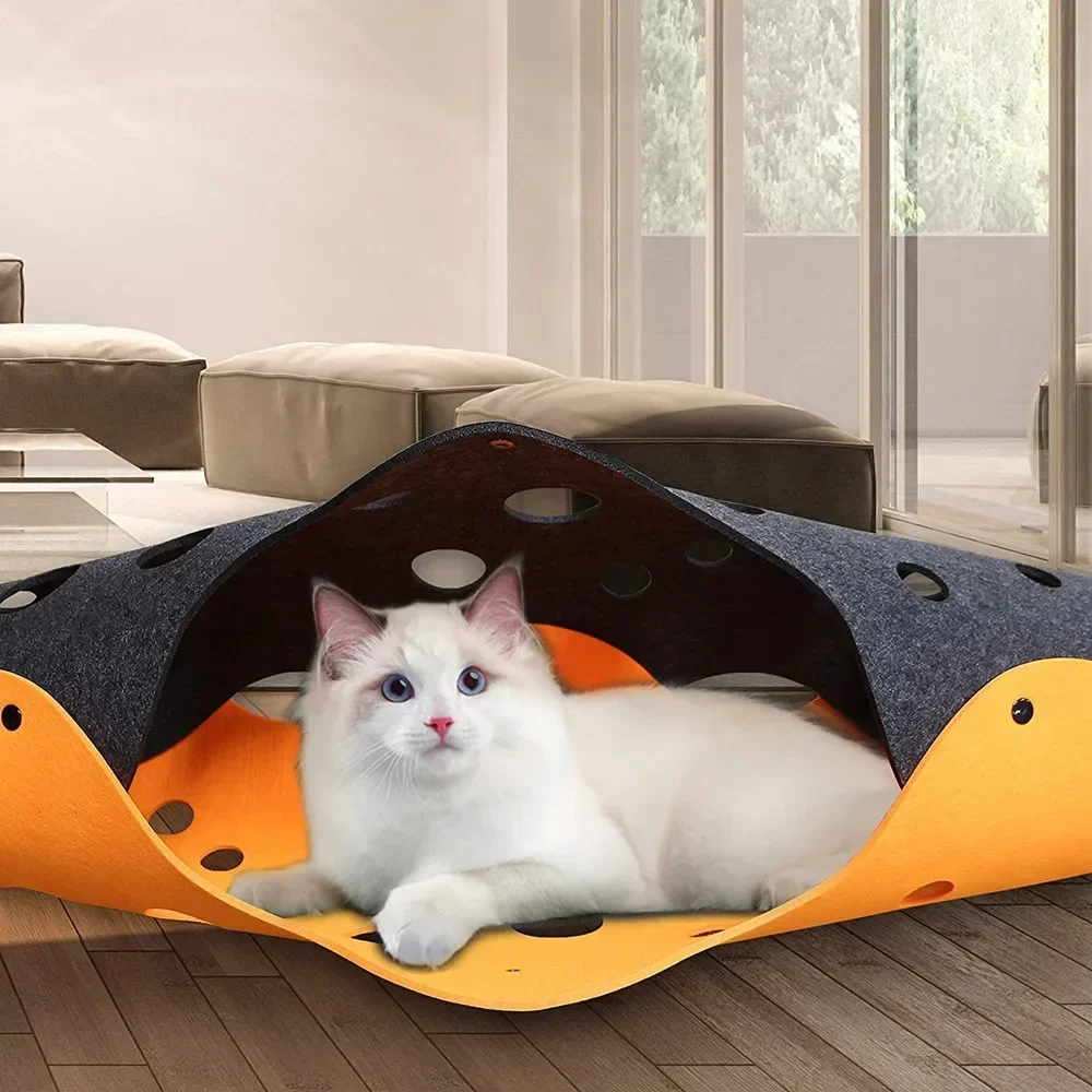 

Foldable Cat Tunnel Pet Soft Comfy Felt Mat Kitten Cats Interactive Toy DIY Game Tunnels Rabbits Puppies Ferrets Tunnels Toys