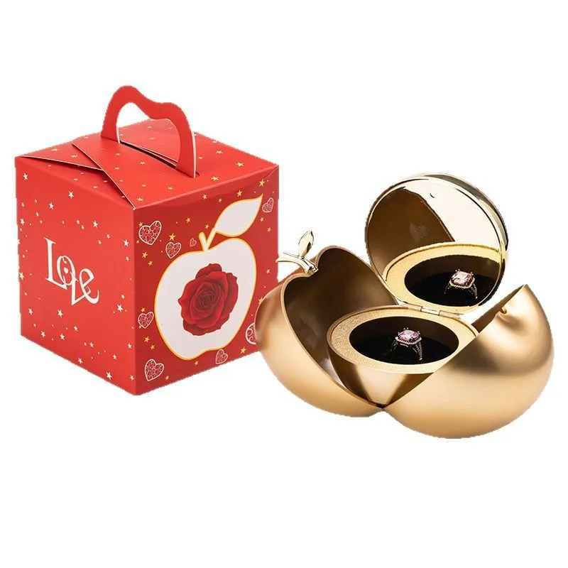 Christmas Gift Apple‑Shaped Jewelry Box with Soap Flower Mystery Box & Heart Necklace for Girl Wife Women Mom Valentine’s Day
