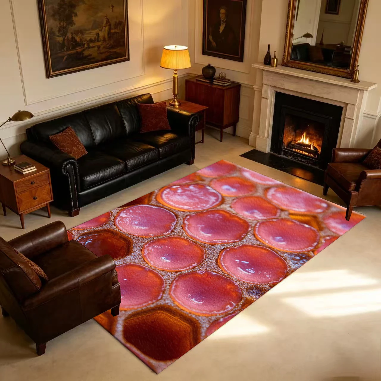 Pink Honeycomb Wax Bee Close-Up Texture Carpet Floor Non-Slip Mat