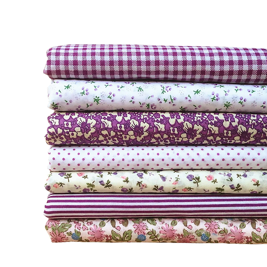 

7 шт./компл., хлопковая ткань «сделай сам», ткань с цветочным принтом, лоскутное шитье, стеганое шитье, фиолетовая серия, 50*50 см