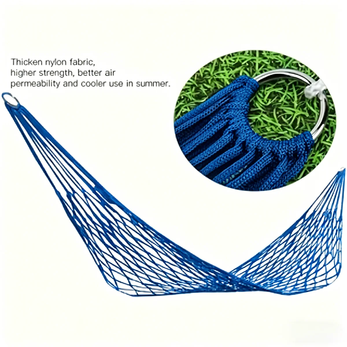 Portable Nylon Mesh Hammock, Breathable Net Swing Bed for Outdoor Camping, Hiking, Backyard
