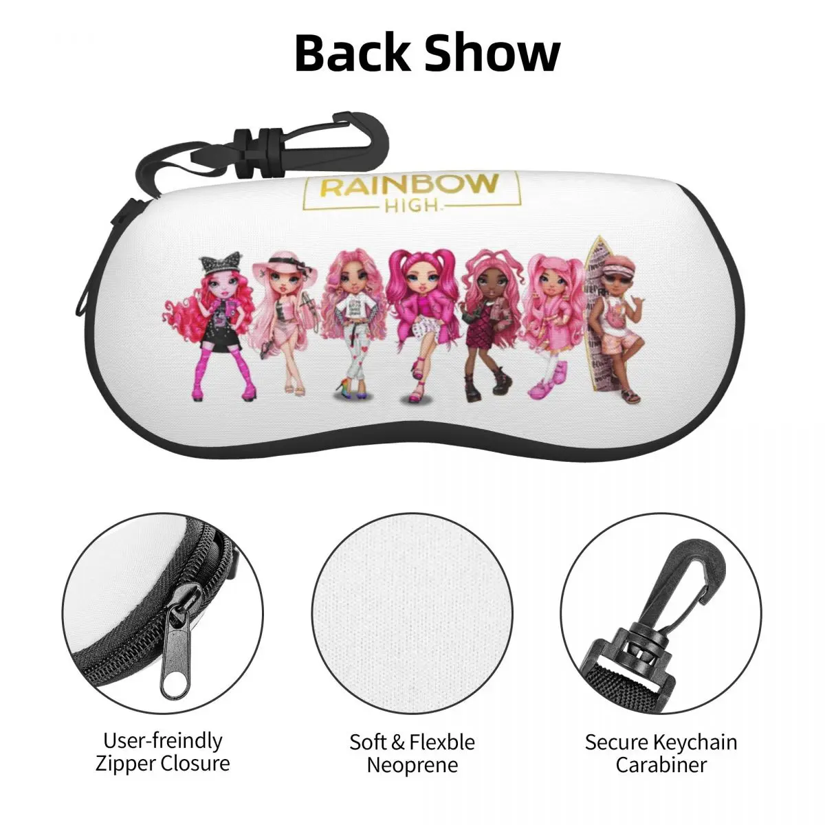 Rainbow High And Shadow High Pink Characters Shell Eyeglasses Protector Cases Cute Sunglass Case Glasses Bag