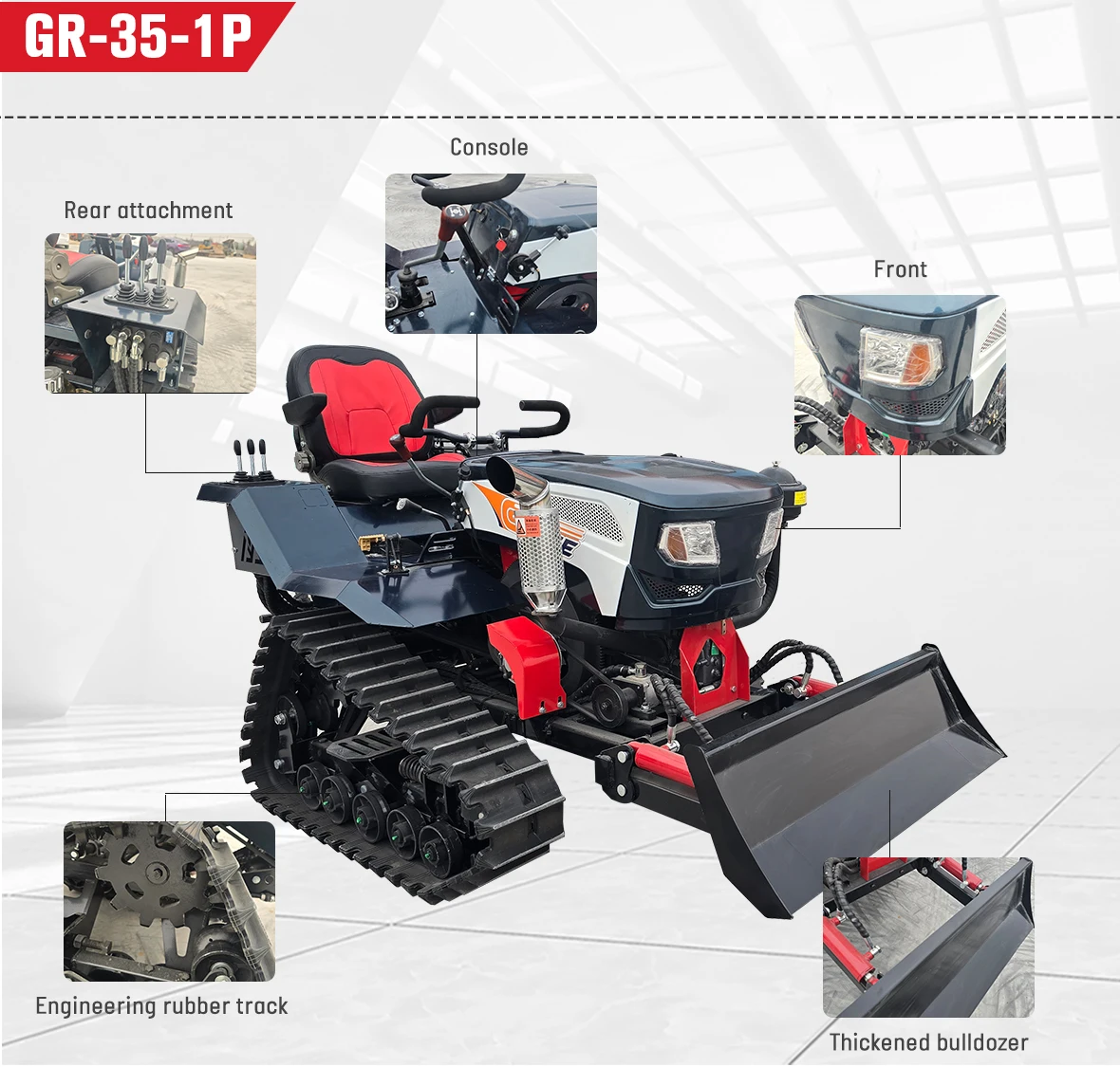 Kompakter 25-PS-Mini-Raupentraktor EURO 5 EPA Multifunktionaler Farmtraktor für Pflug/Bohrer – Fabrik-Großhandel – Detail 9
