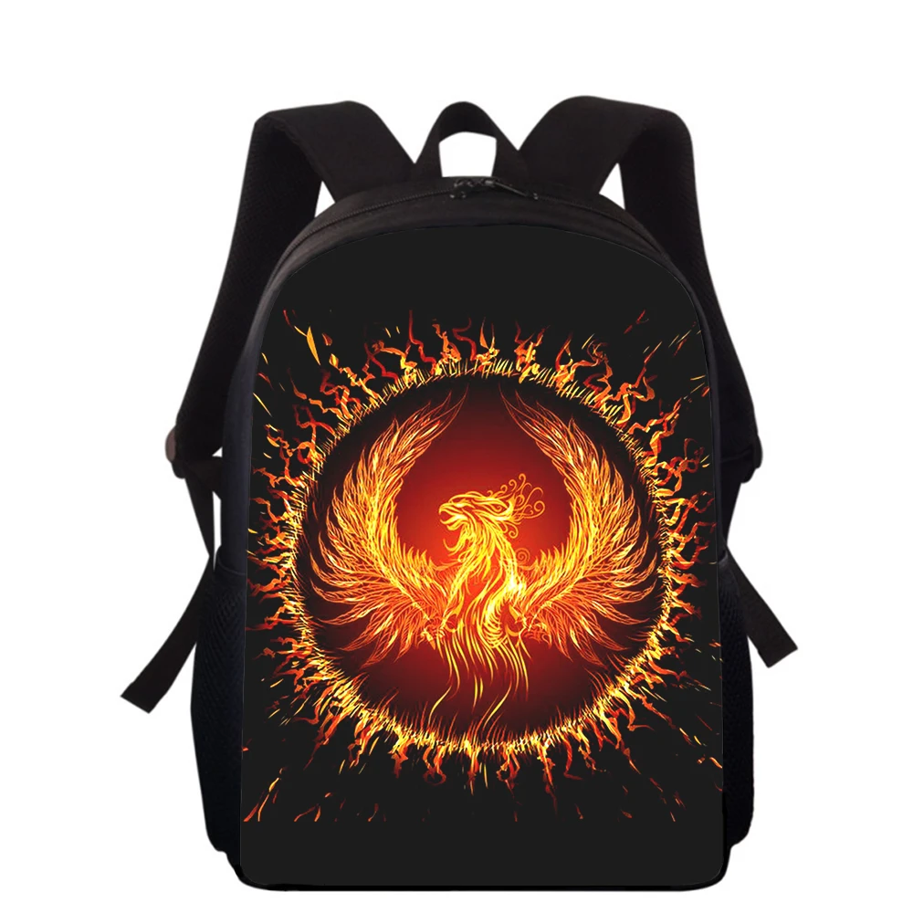 Art Beast Phoenix Sunbird Print Mochila para crianças, sacos escolares primários para meninos e meninas, sacos de livros 3D, 16"