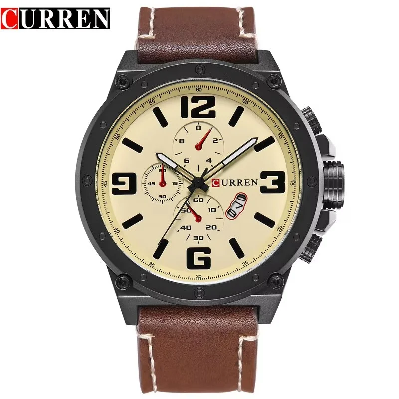 Curren 8230 Men Watches Quartz Wrist Watches Date Big Dial Men\'s Military Waterproof Sports Watch Male Clock Relogio Masculino