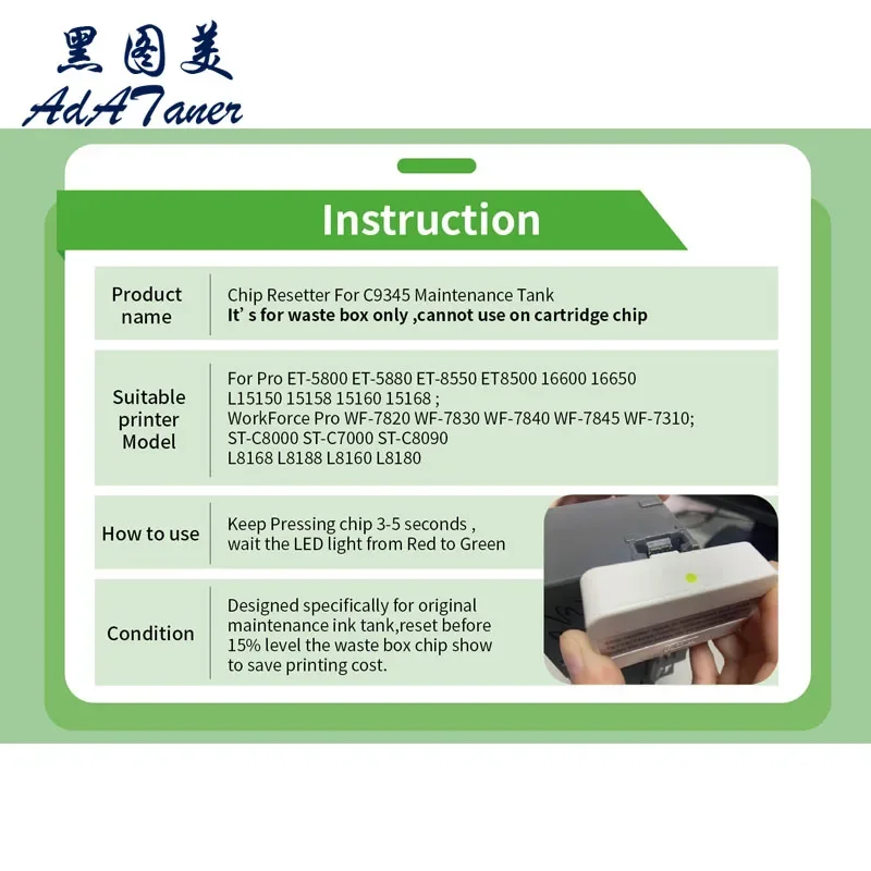 C9345 Maintenance Tank Chip Resetter For Epson ET-8550 ET-8500 ET-16000 L8050 L15158 L15168 L15150 L15160 6558 C8000 C12C93459 - Image 5