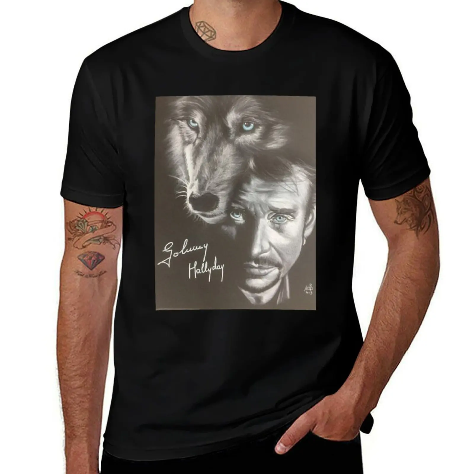 

Mens Best Singer Johnny Christmas Hallyday Funny Gift T-Shirt cotton tshirt 100% t shirts for man graphic funny