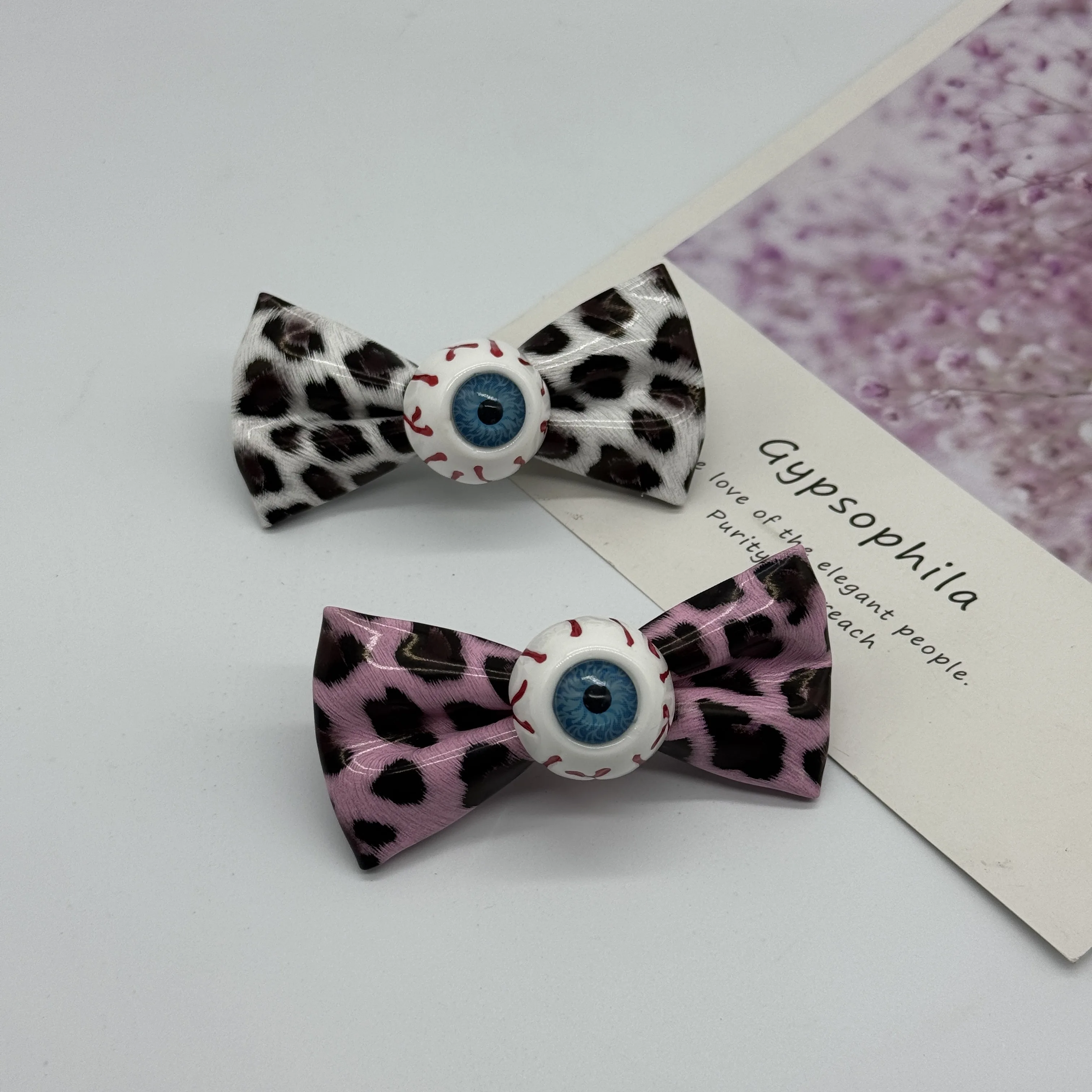 Colorful Leopard Bow Hair Clip, Creative Cosplay Accessory