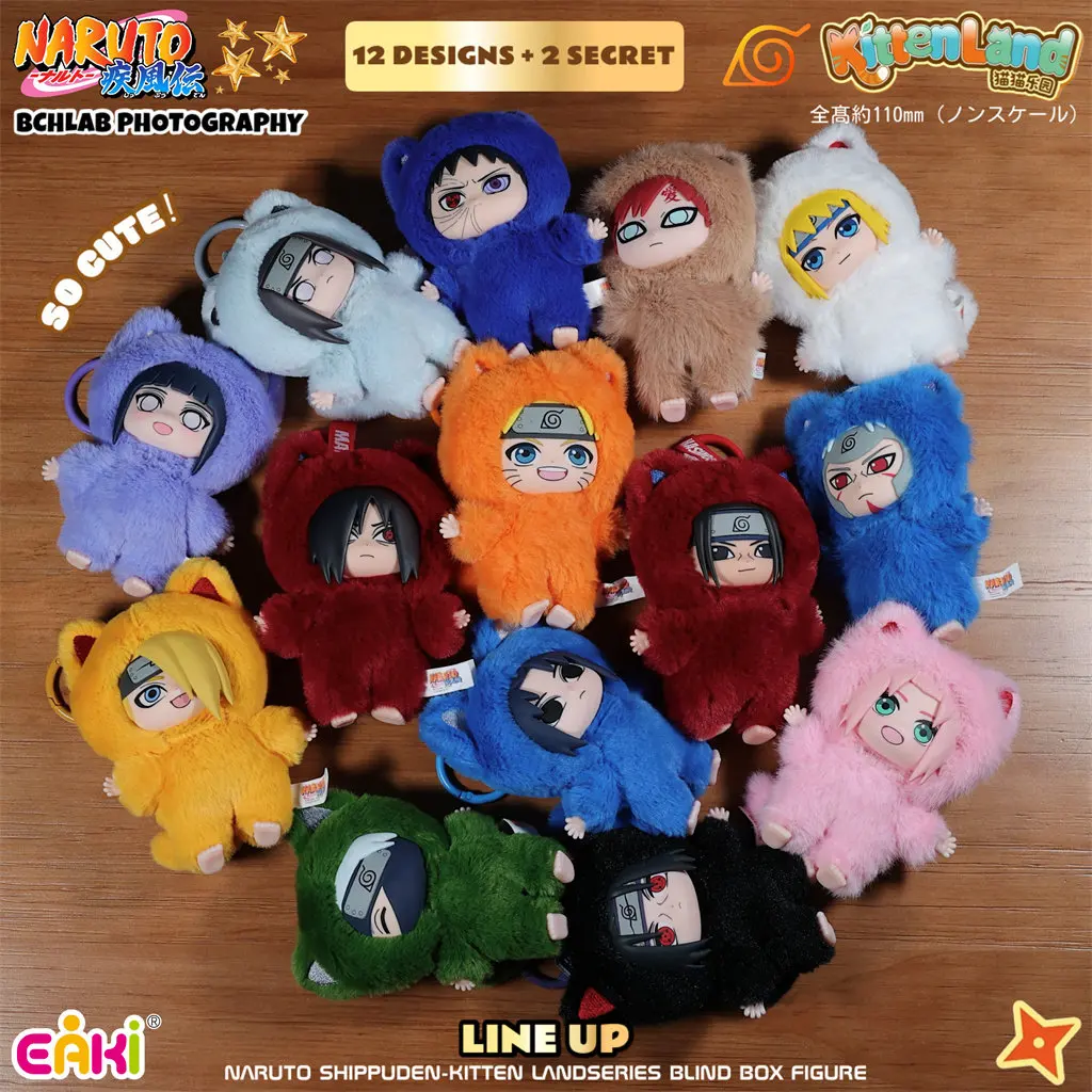 Nuevo en Stock, Original EAKI Naruto Shippuden KittenLand, Serie de Vinilos, Tercera Caja Sorpresa, Figura de Peluche, Juguetes Coleccionables, Regalos para Fiestas