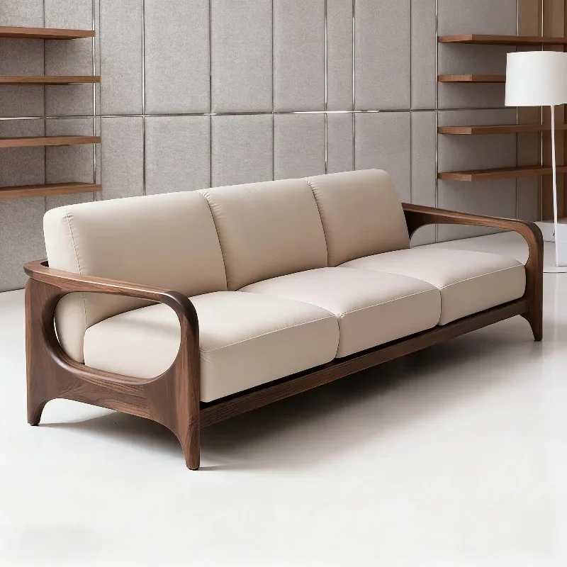 Design New Chinese Style Solid Wood Living Room Sofas Minimalist Luxury Comfortable Sofa Living Room High-end Lounge Furniture