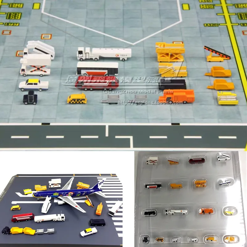 1:400 Scale 18pcs Aircraft Airport Accessory Model Ground Handling Wheeled Boarding Car Bridge Truck Transmission Vehicle Toy