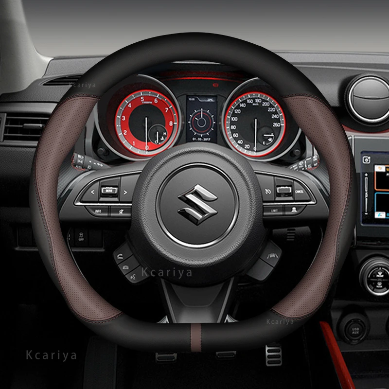 

Кожа из микрофибры, D-образный, 38 см, Φ для Suzuki Swift 2017 2018 2019 2020 2021, спортивные автомобильные аксессуары