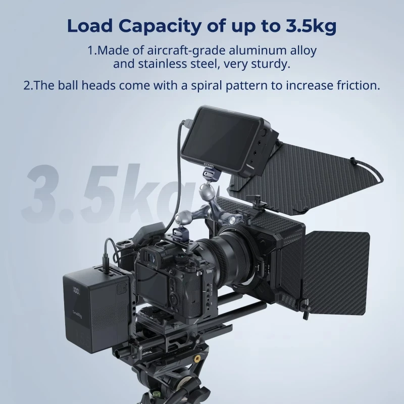 Brazo mágico SmallRig 4899 (7 ") con tornillo de localización ARRI y carga de tornillo de 1/4"-20, aleación de aluminio de 3,5 kg para monitores, luces y micrófono
