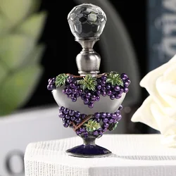 1PC 5ML Vintage Heart-shaped Grape Enamel Polka Dot Perfume Bottle Crystal Cap Essential Oil Bottle Beauty Tool Decorative Gift