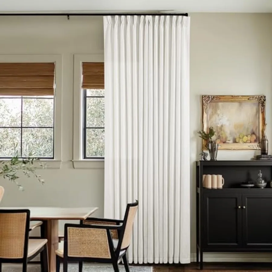 

Thick Semi Sheer Curtains 90 Inch Long for Living Room Bedroom Light Filtering Off Textured Burlap Pinch Pleated Curtains 90 Le
