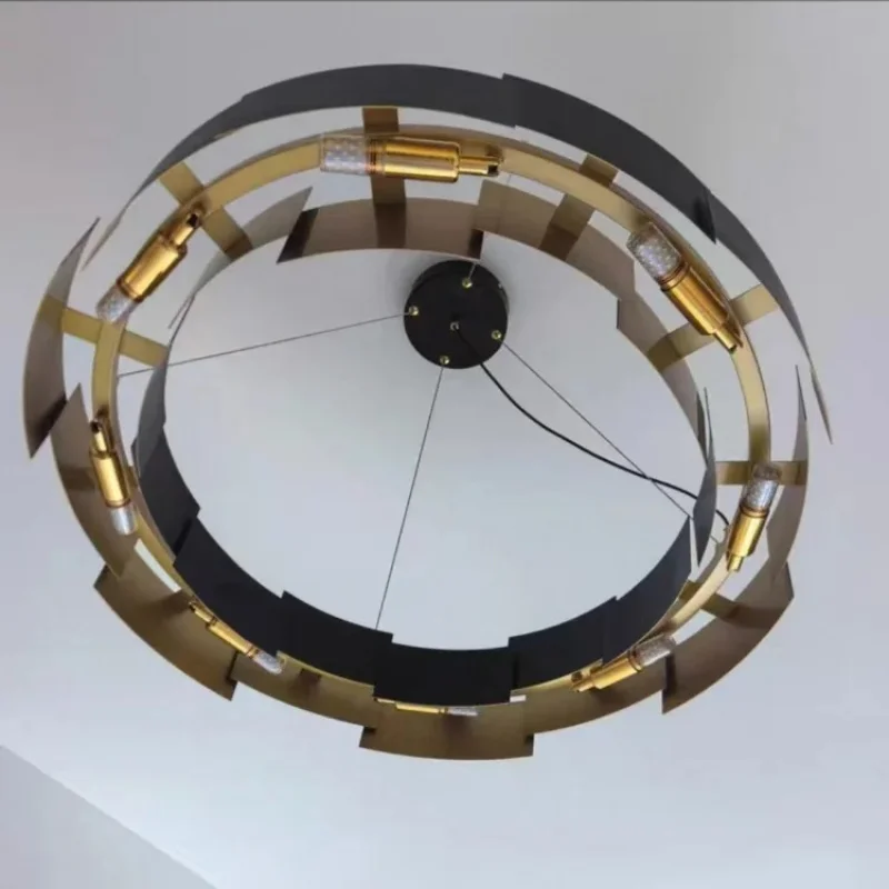 Nordic Postmodern Creative Black and Gold Circular Pendnat Light Art Bedside Bedroom Study Homestay Designer Lighting Fixtures
