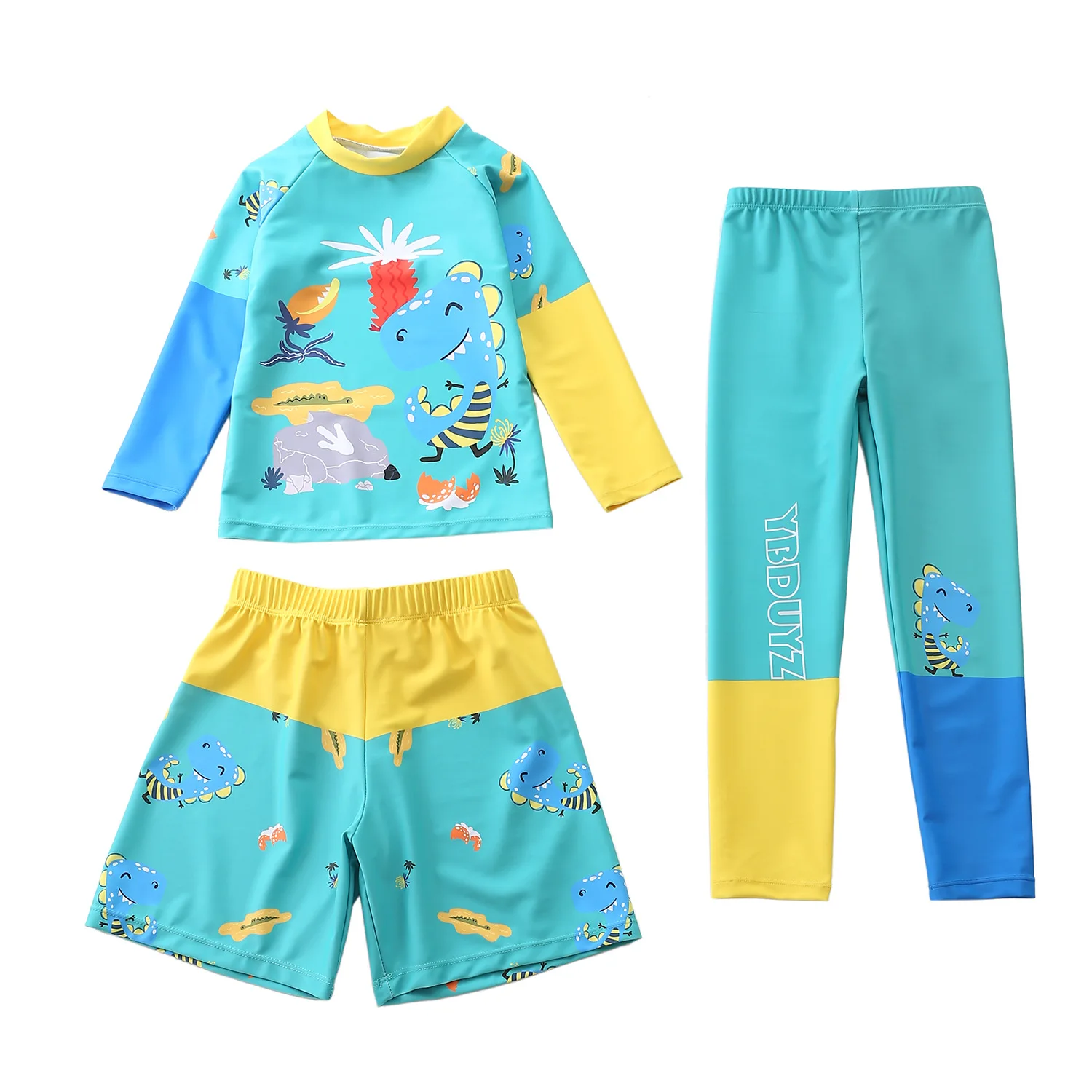 HappyFlute New Three Piece Sets  Boys Children Separate Cartoon Print Design Super Skin-friendly&Sunscreen Swimsuit