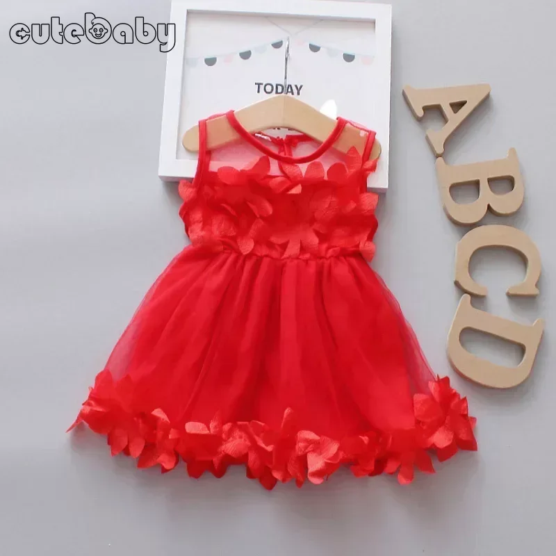 Summer Baby Girl Dresses Lovely Flower Fairy Children Clothing Birthday Princess Party Dress Lace Mesh Wedding Dress Clothes