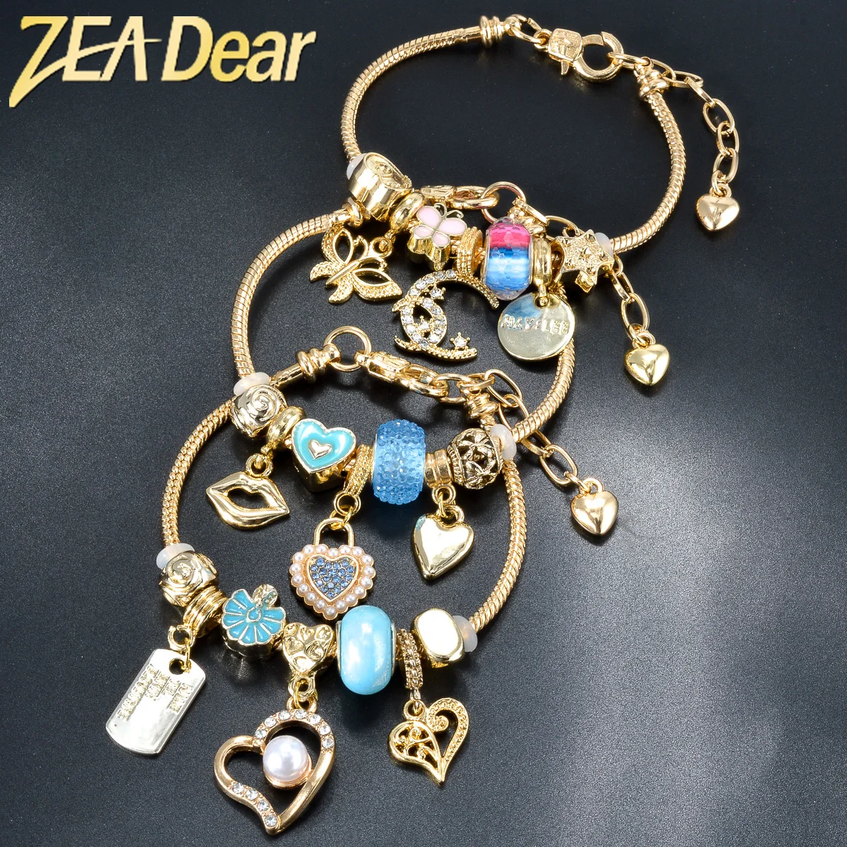 

ZEADear Jewelry Stainless Steel Snake Chain Bracelet Star Moon Butterfly Charms Pandora Bracelets For Women Lucky Hand Jewellery