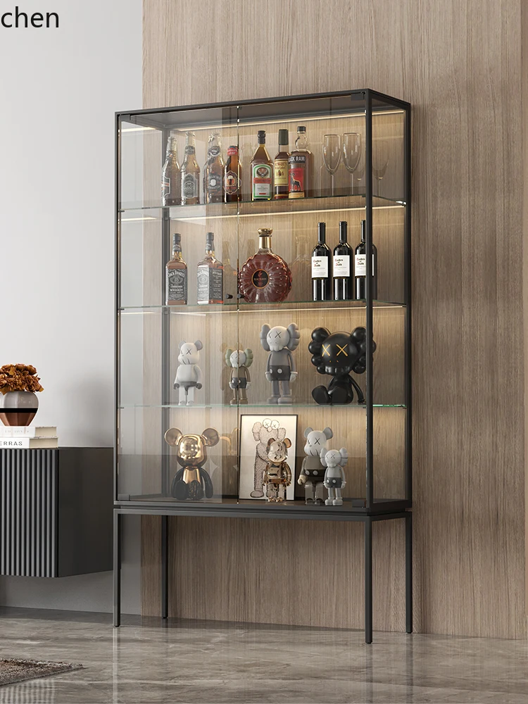Light Luxury Home Glass Wine Cabinet Display Cabinet Living Room Wall-Mounted Figurine Display Cabinet