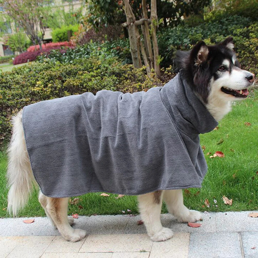 

Quick-drying Dog Bath Robe Pet Bath Towel Super Absorbent Washable Drying Towel for Dogs Pet (Size , Gray)