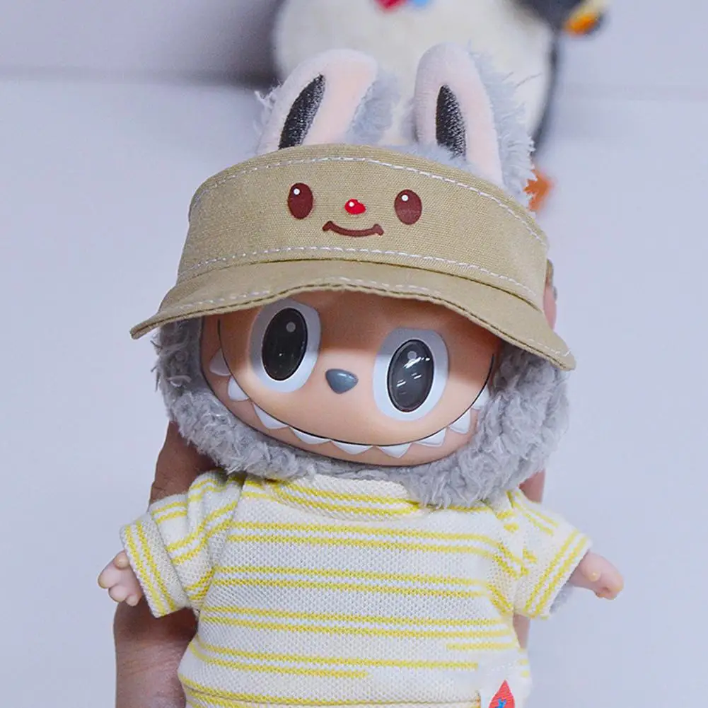 For 17 CM LABUBU Dolls outfit Accessories empty top sun hat peanut penguin plush doll cotton doll dress up