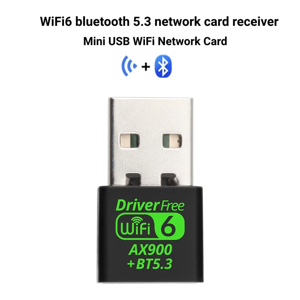 WiFi 6 AX900 متوافق مع بلوتوث 5.3 WiFi USB محول بطاقة الشبكة اللاسلكية 2.4G & 5 جيجا هرتز واي فاي تلقي USB للكمبيوتر/الكمبيوتر المحمول Win10/11