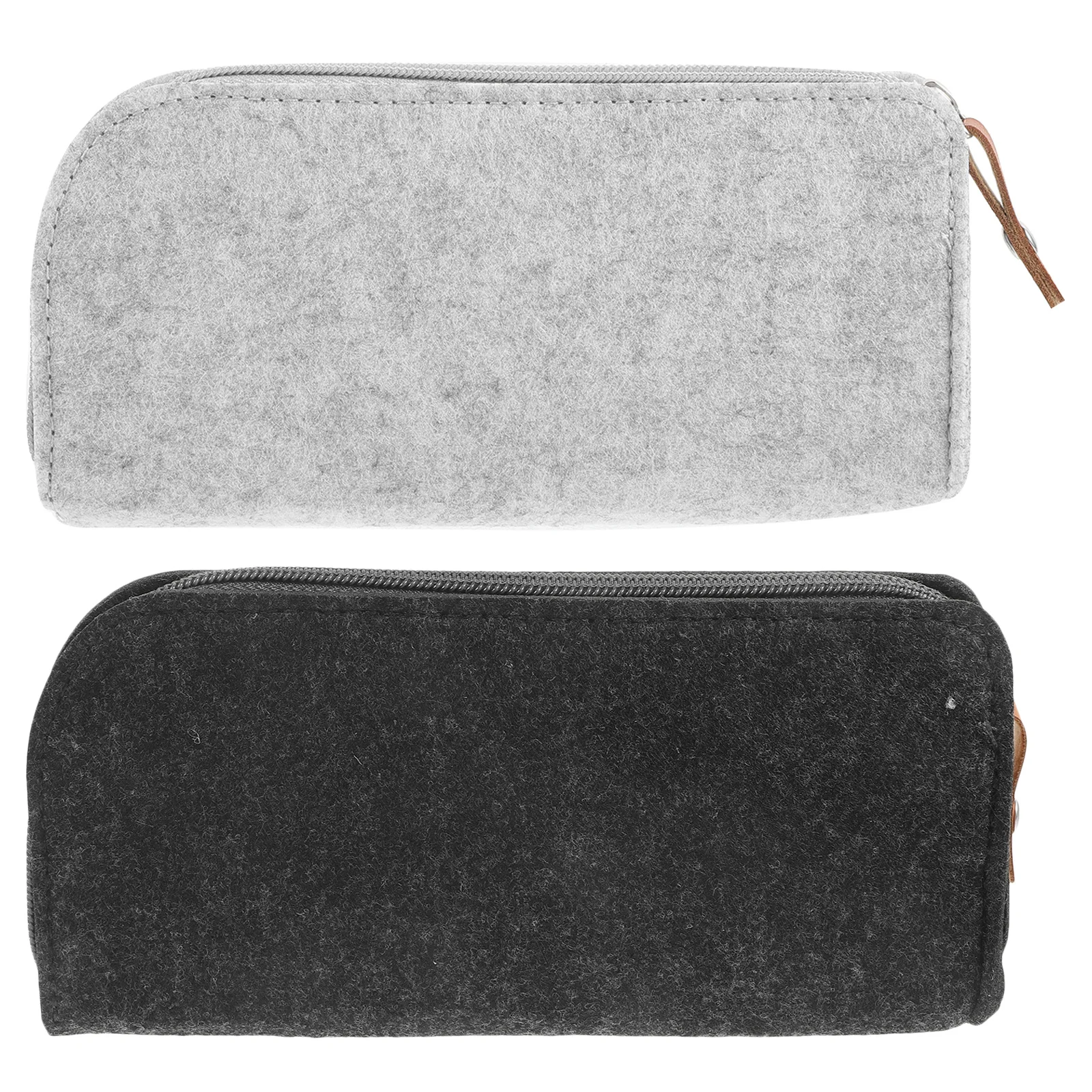

2pcs Felt Pencil Bag Small Lightweight Zipper Pouch Large Capacity Stationery Organizer For Student Portable Storage Art