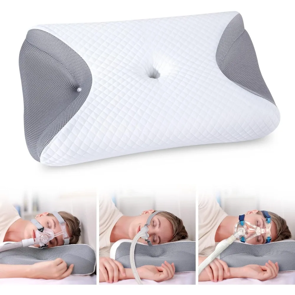 

CPAP Pillow for Side Sleeping, CPAP Nasal Pillows for All CPAP Masks Users to Reduce Air Leaks & Masks Pressure, Neck Support P