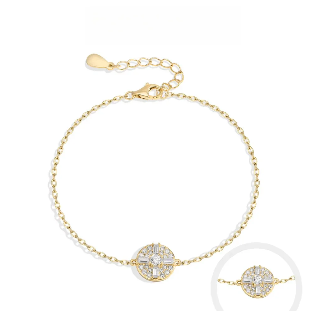 FCGJHW D Color VVS1 Moissanite Bracelet S925 Silver Gold‑Plated Round Charm Chain Bracelets For Women Fine Jewelry Gift 2026