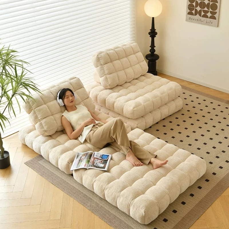 Living Room Furniture Single Sofa Tatami Cream Style Fabric Home Single Living Room Combination Square Module Sofa Muebles