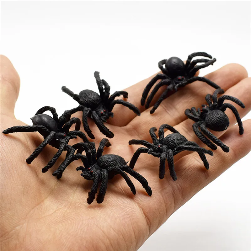 5pcs Horror 4.5cm Black Spider Haunted House Spider Web Bar Party Decoration Supplies Simulation Tricky Toy Halloween Decoration