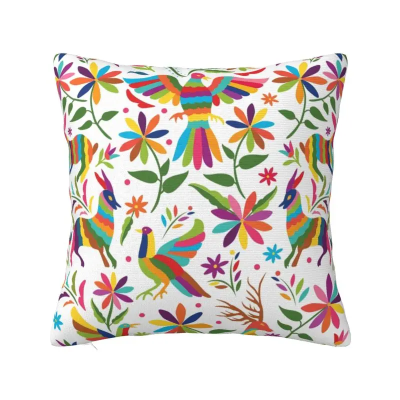 

Custom Luxury Mexican Otomi Handicraft Cushion Cover Soft Animal Floral Texture Pillow Case Decoration