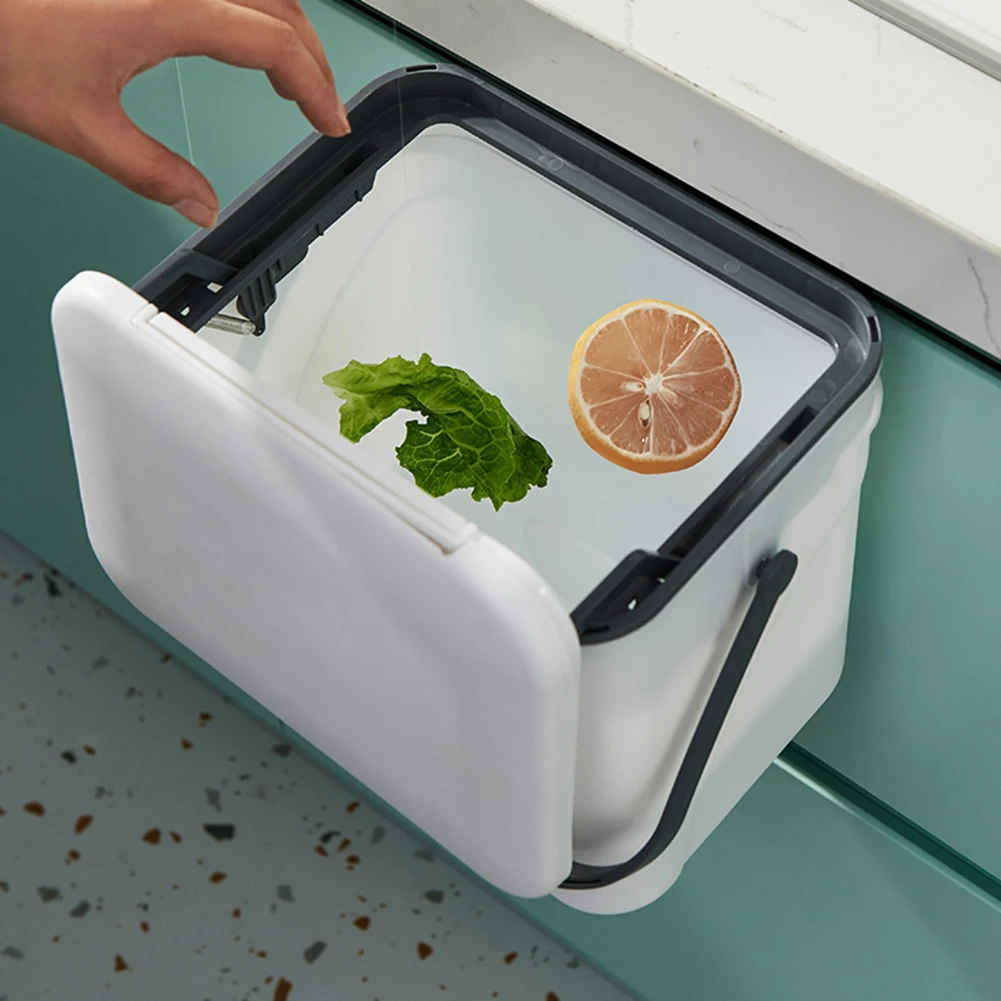 7/12L Compost Bin Wall Mounted Garbage Container with Lid Hanging Garbage Basket Recycling for Kitchen Counter Top Or Under Sink