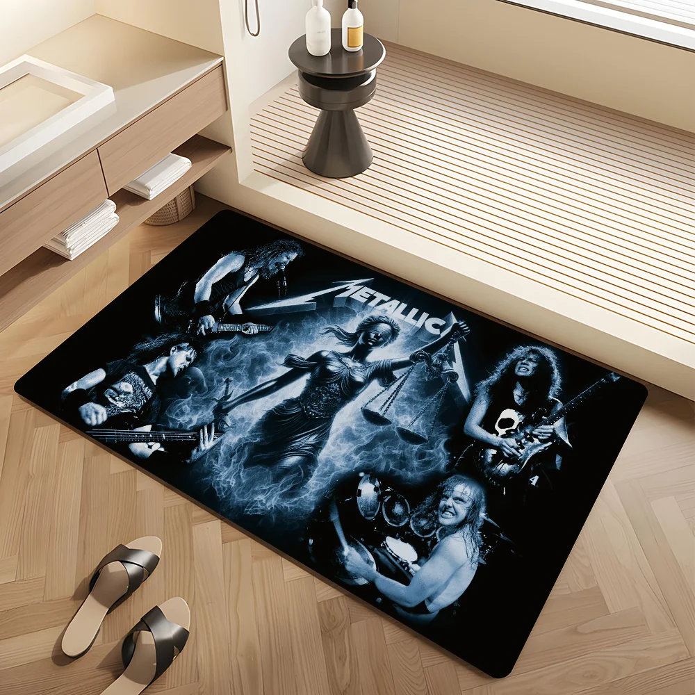 M-Metallica Entrance Door Mat Washable Non-Slip Living Room Sofa Chairs Area Mat Kitchen Welcome Doormat