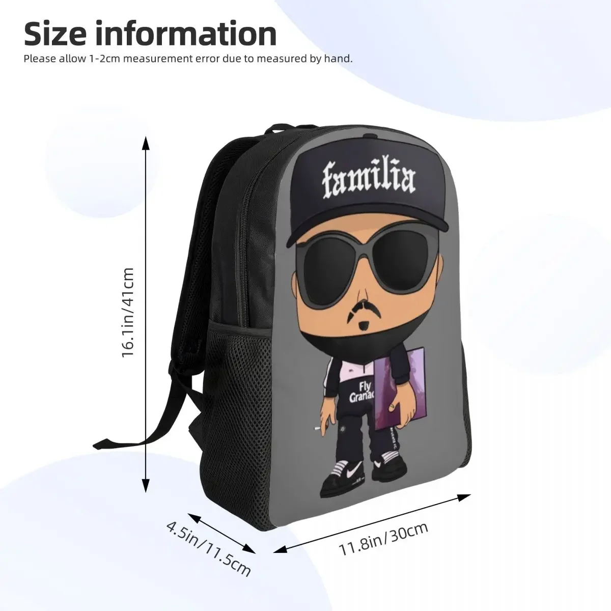 Custom Spanish Rapper Rock Dellafuente Laptop Backpack Women Men Basic Bookbag for College School Student Bag