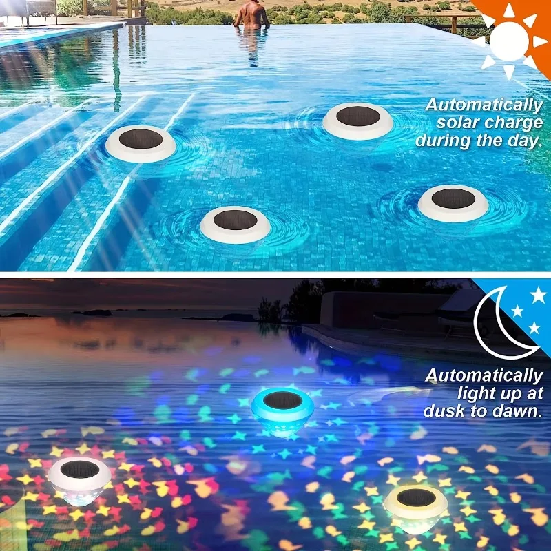Light Emitting Diode Automatic Lighting Full Color Hot Spring Fountain Pool Landscape Light Waterproof Solar Floating Pool Light