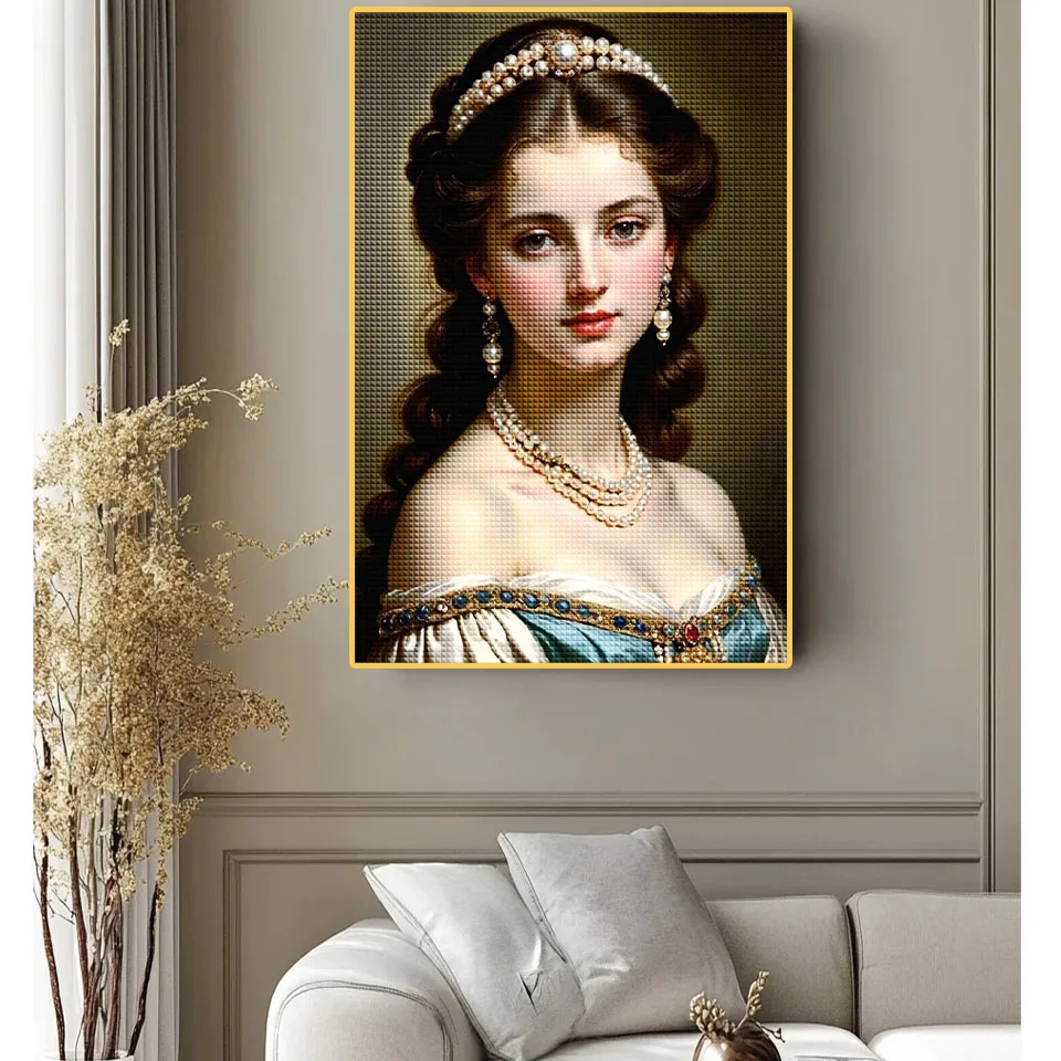 Diamond Painting Art Kit DIY 18th Century Beauty Oil Painting Diamond Mosaic 5D Rhinestone Handmade Cross Stitch Home Decoration