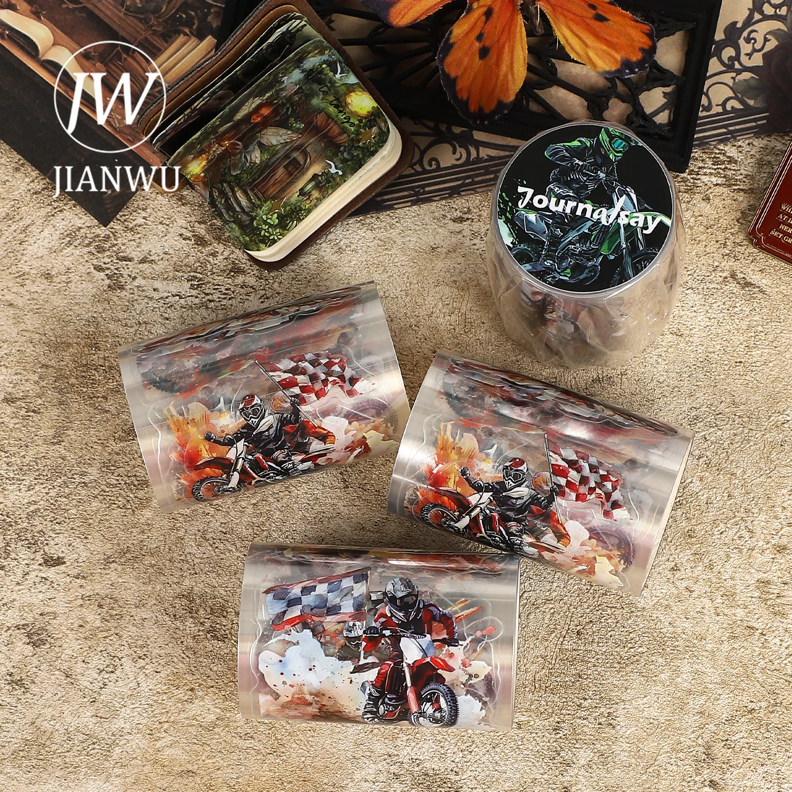 JIANWU 60 مللي متر * 200 سنتيمتر خمر موتوكروس شخصية المشهد المواد الكولاج PET الشريط الإبداعية مجلة بها بنفسك مجلة القرطاسية #3
