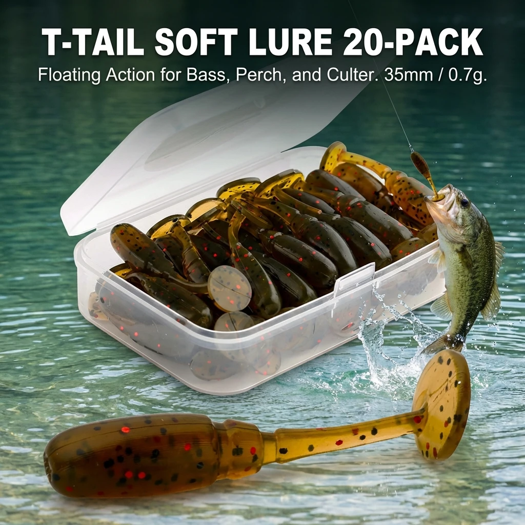 

Soft Lure 20pcs 35mm 0.7g T-Tail Design Floating Bait for Bass Perch Pike Fishing