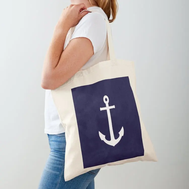 

White Anchor On Navy Blue Tote Bag shopper bag women Big bag women Lady reusable shopping bags