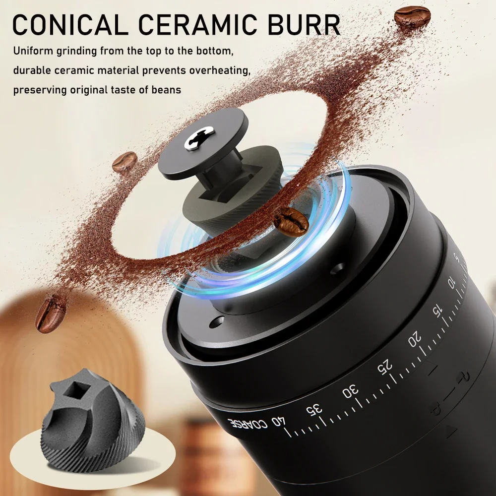 New Portable USB Electric Coffee Bean Grinder 40 Gears External Adjustable Rechargeable Grinders Household Mini Coffee Machine
