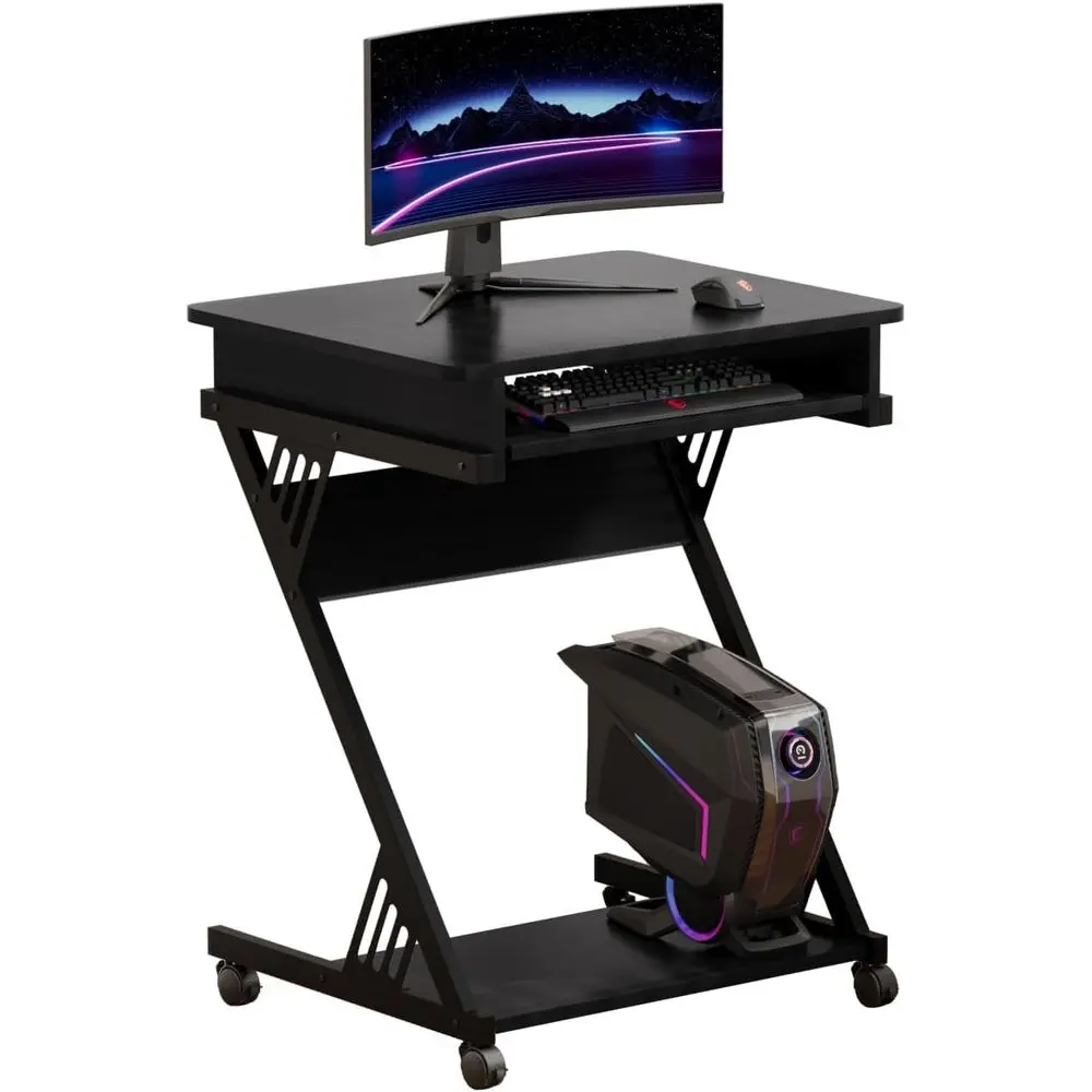 

Компактный игровой и домашний офисный стол на 24 дюйма с ящиками, идеально подходит для спальни или кабинета, элегантный черный цвет