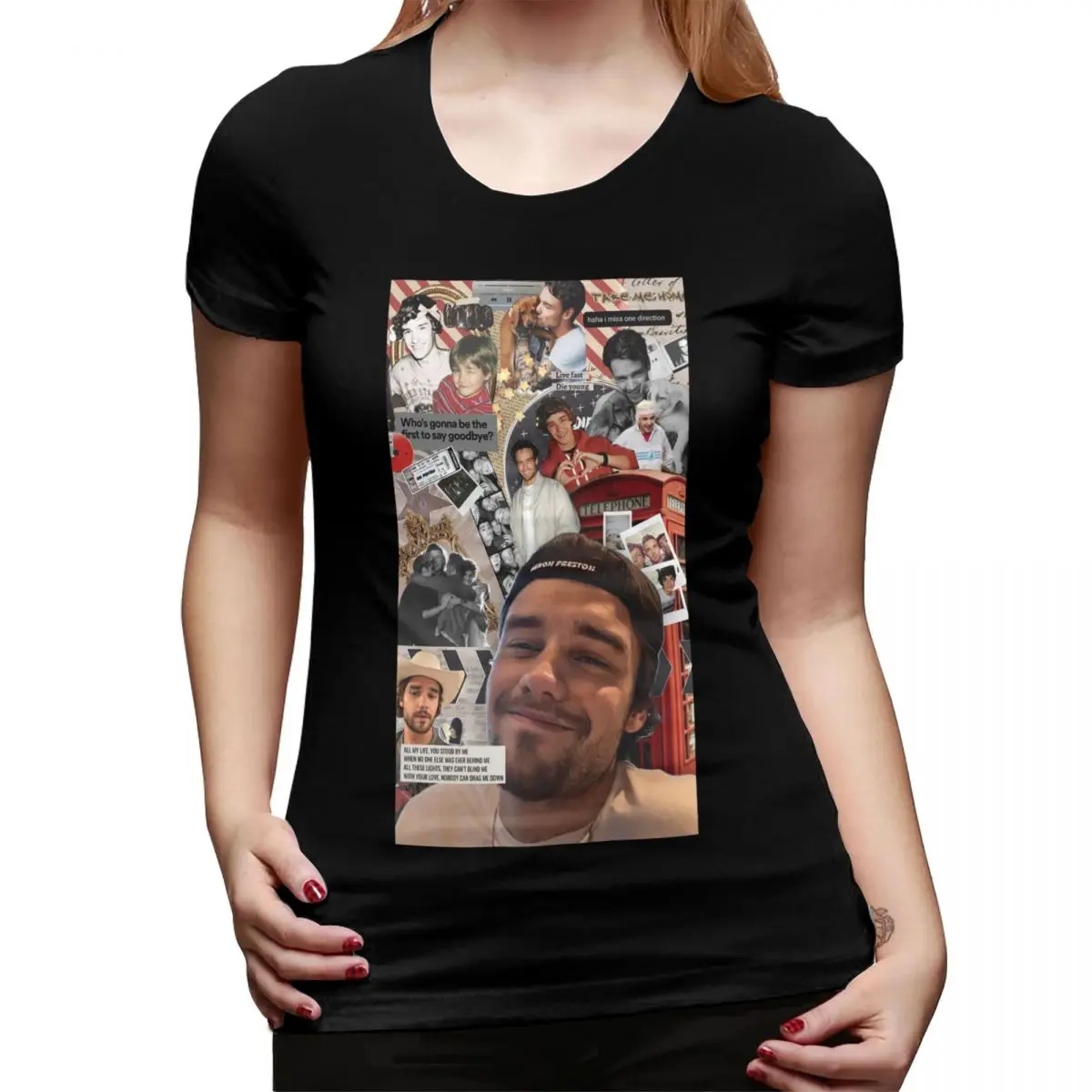 

Футболка Liam Payne с фотоколлажем для женщин, уличная футболка с круглым вырезом, женская летняя одежда с короткими рукавами, топы