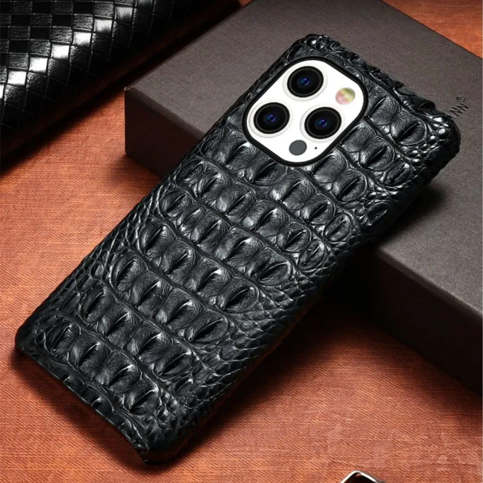 genuine-crocodile-back-bone-leather-phone-case-for-iphone-15-14-13-pro-max-12-11-retro-handmade-alligator-skin-armor-back-cover