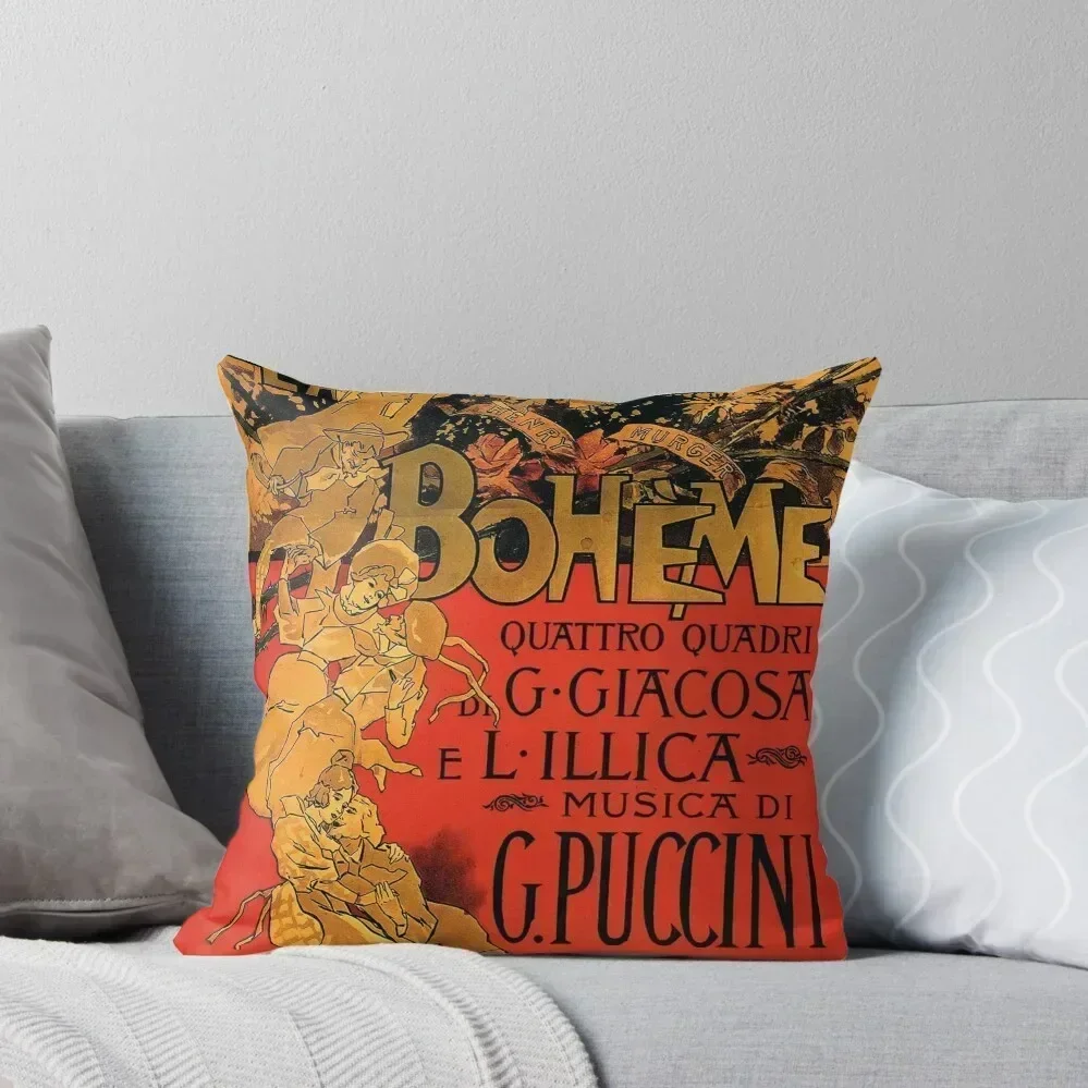 

Vintage Art Nouveau La Boheme Opera Music Poster Throw Throw Pillow Luxury Cushion Cover Cushions Cover pillow