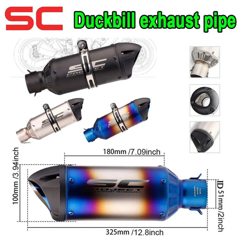 

HQ Universal 51mm SC Stainless Steel Motorcycle Exhaust Pipe For Loud Bang Sound Modification Exhaust Pipe Motorbike Accessories